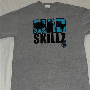 Port and Company Grey Tee with Black and Teal MAD SKILLZ Graphic
